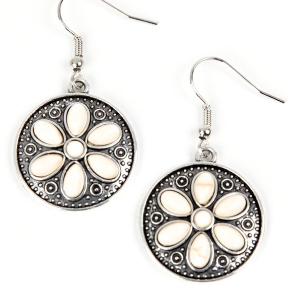 Saguaro Spring - White Earrings - Picture 2 of 2